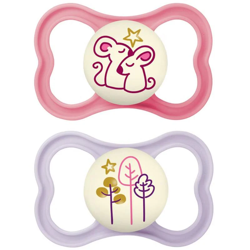 Mam - 2Pk Air Night Pacifier Girl, 16M+