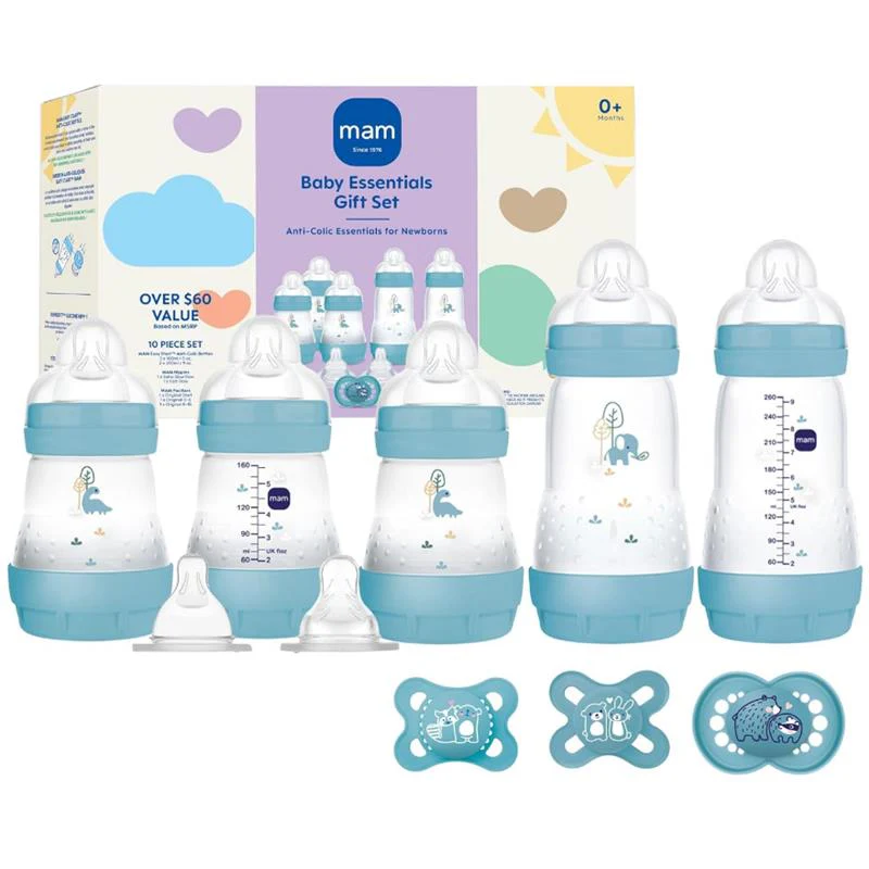 Mam - 10Pk Newborn Essentials Matte Feeding Set Boy, 0/3M