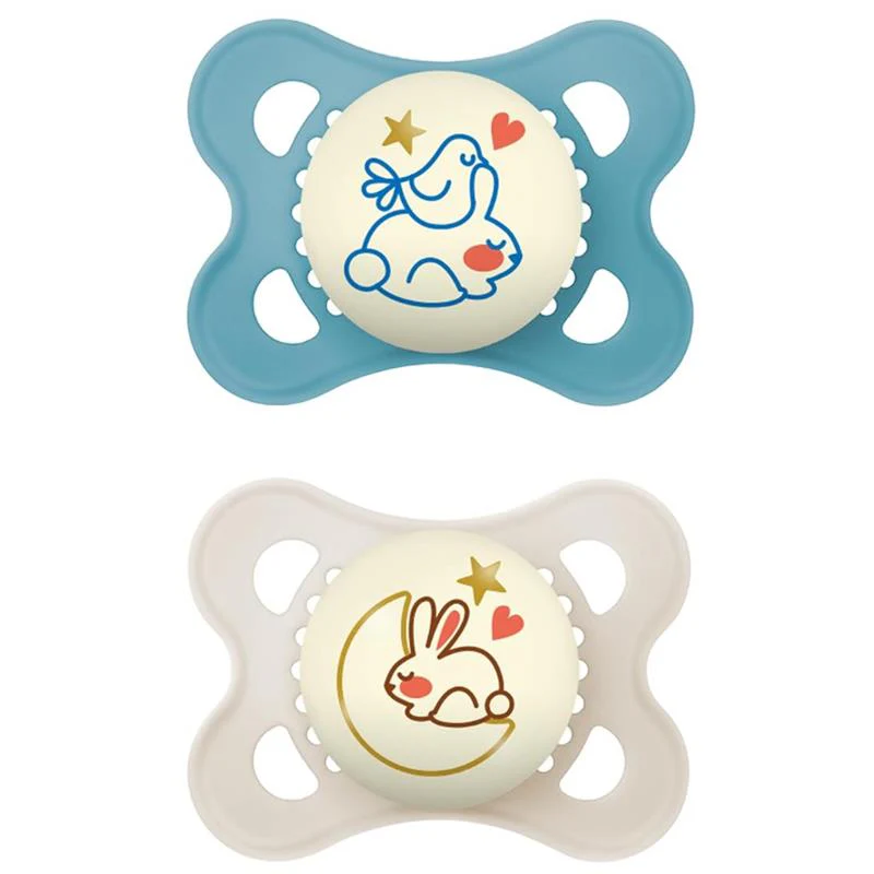 Mam - 2Pk Original Night Pacifiers Glows in The Dark Boy, 0/6M