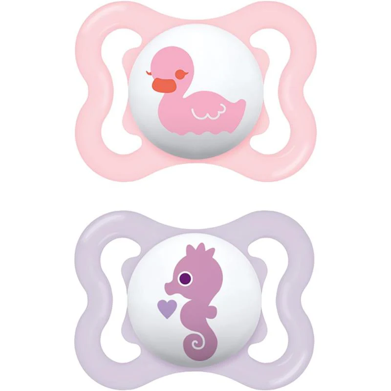 Mam - 2Pk Mini Air Pacifier Sensitive Skin Girl, 0/6M