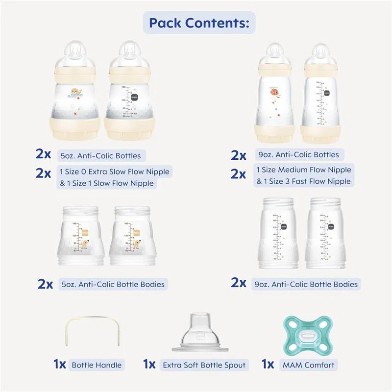 Mam - 15Pk Grow with Baby Gift Set Anti-Colic Bottles & Silicone Nipples SkinSoft - Image 8