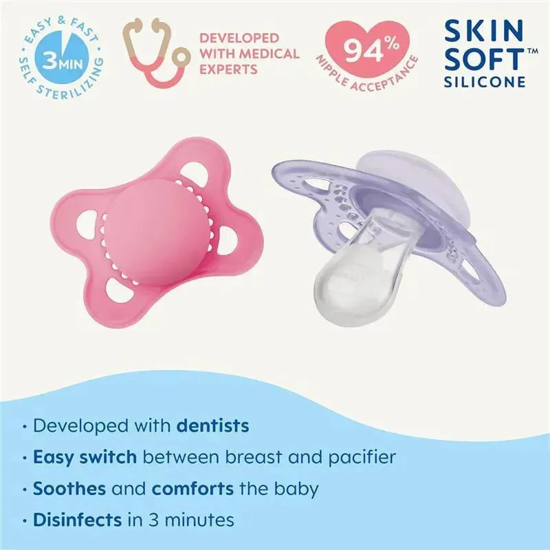 Mam - 2Pk Original Matte Baby Pacifiers Girl, 0/6M - Image 2