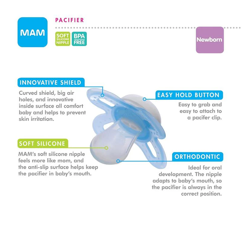 Mam - 2Pk Start Silicone Pacifier 0/3M, Colors May Vary - Image 2