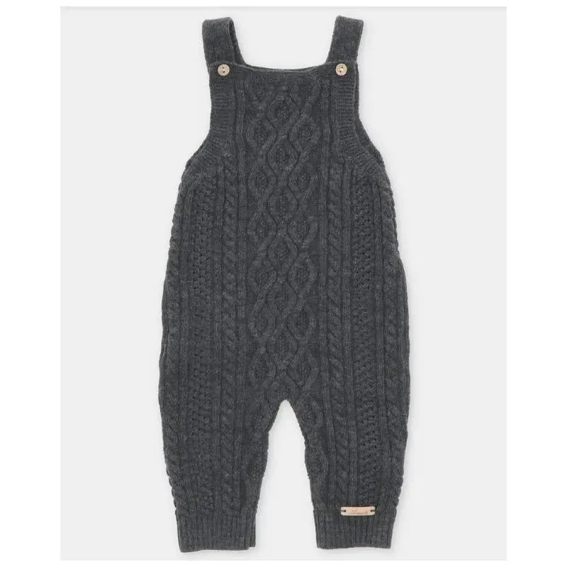 Martin Aranda - Baby Boy Separate Knit Short Overall Moutard, Light Grey