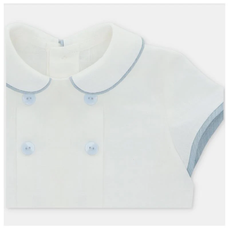 Martin Aranda Baby Boy Set Shirt & Bloomer Victoria, Beige Mix - Image 3