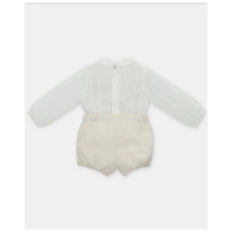 Martin Aranda - Baby Boy Set Shirt & Boys Shorts With Suspenders Tenerezza, Ivory - Image 2