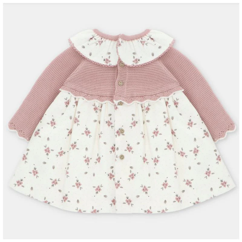 Martin Aranda - Baby Girl Draylon Knit/Woven Mix Dress Cardiff Dusty Rose - Image 2
