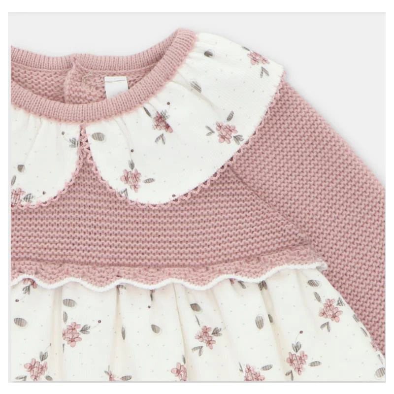 Martin Aranda - Baby Girl Draylon Knit/Woven Mix Dress Cardiff Dusty Rose - Image 3