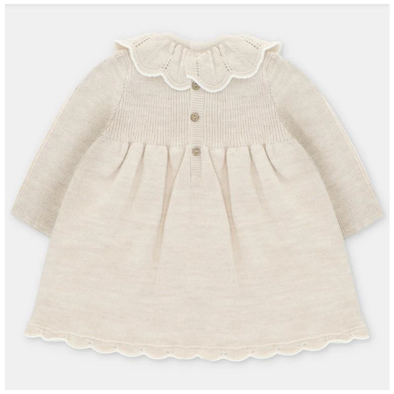 Martin Aranda - Baby Girl Draylon Knitted Dress Liverpool Beige - Image 2