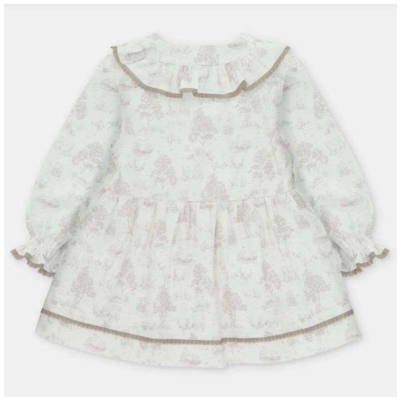 Martin Aranda - Baby Girl Dress Toile De Jouy Newport White & Beige - Image 2