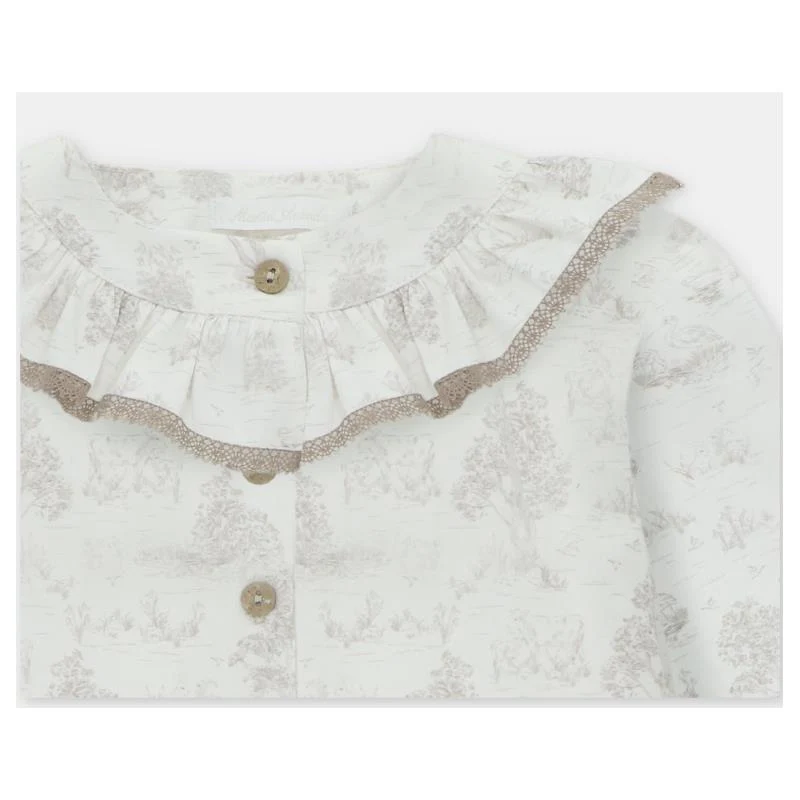 Martin Aranda - Baby Girl Dress Toile De Jouy Newport White & Beige - Image 3
