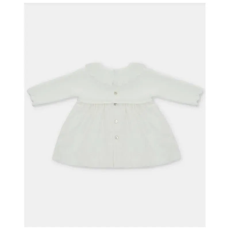 Martin Aranda - Baby Girl Knit Woven Mix Dress Tenerezza, Ivory - Image 2