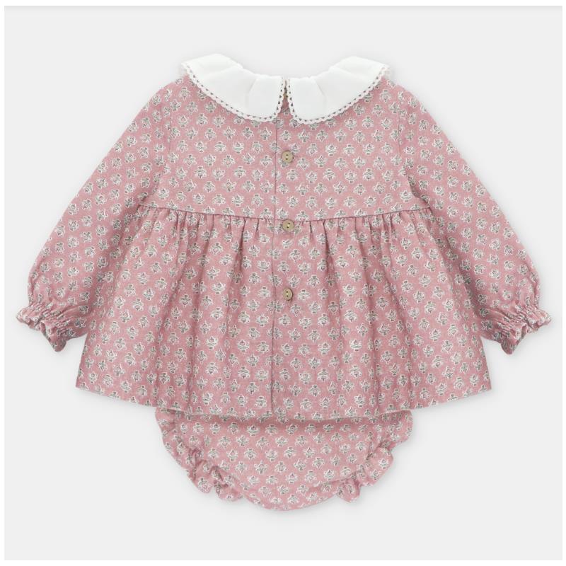 Martin Aranda - Baby Girl Printed Dress & Matching Bloomer Cardiff Pink Nude - Image 2
