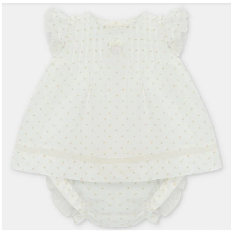 Martin Aranda - Baby Girl Set Dress & Bloomer Plumeti Volterra, Arena