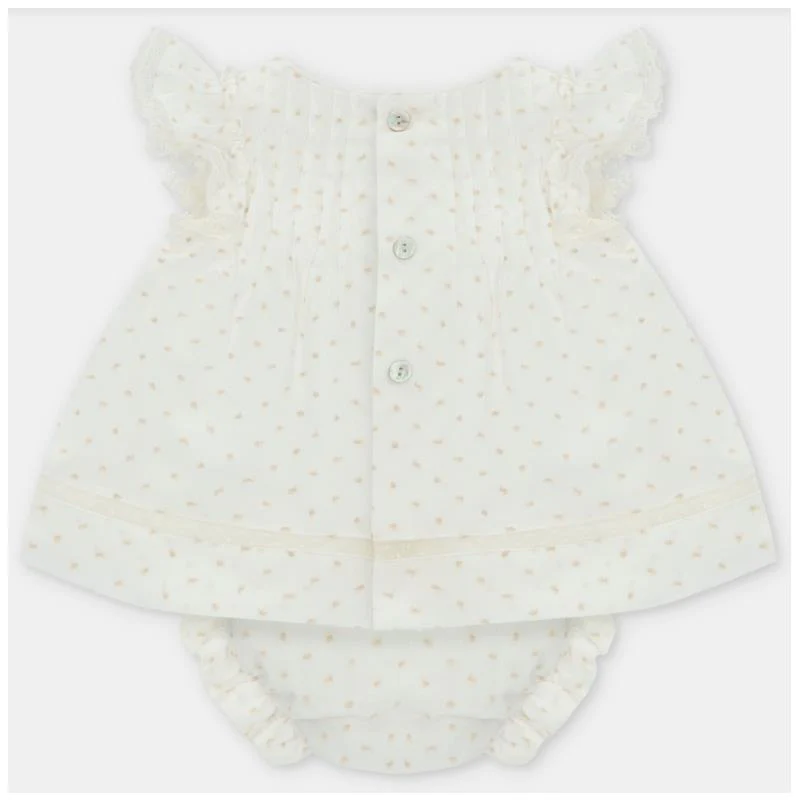 Martin Aranda - Baby Girl Set Dress & Bloomer Plumeti Volterra, Arena - Image 2