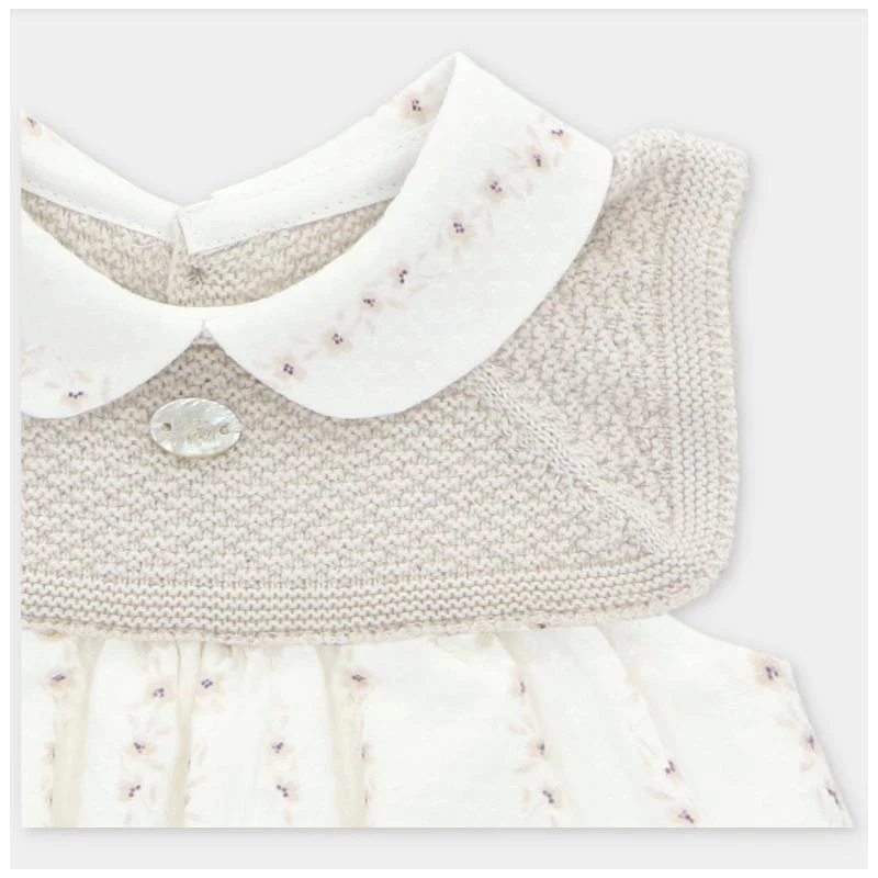 Martin Aranda Baby Girl Short Romper Knit Quebec, Beige Mix - Image 3