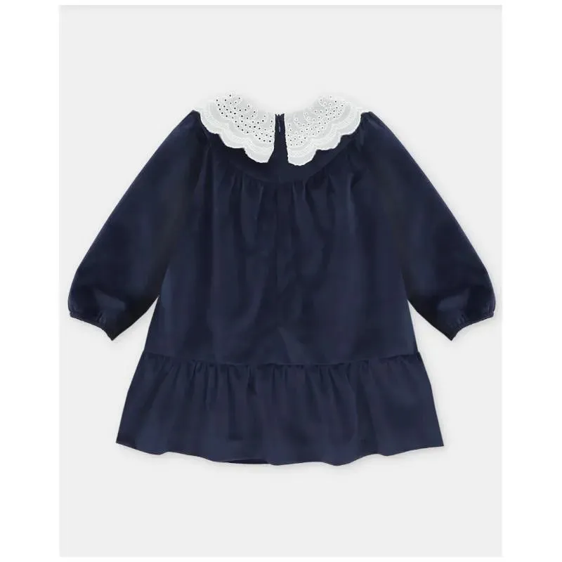 Martin Aranda - Baby Girl Velvet Holiday Dress Dark Blue - Image 2