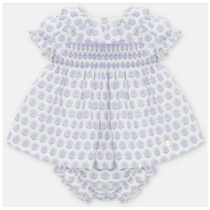Martin Aranda - Baby Set Dress & Bloomer Woven Fabric Fiesole, Lavanda