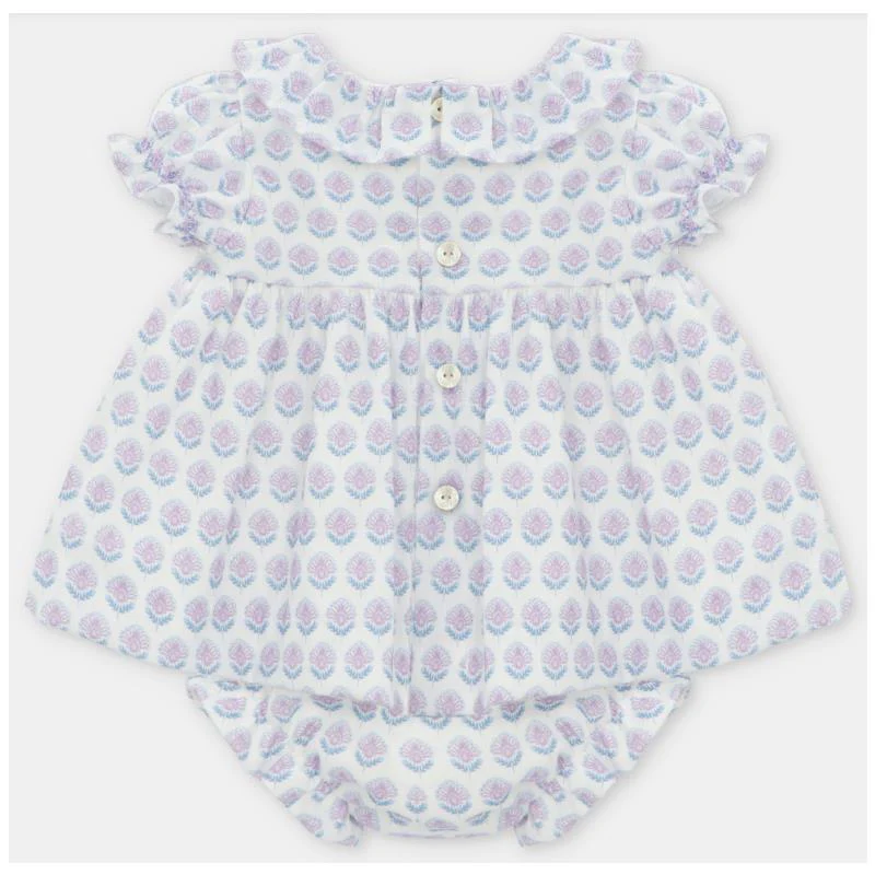Martin Aranda - Baby Set Dress & Bloomer Woven Fabric Fiesole, Lavanda - Image 2