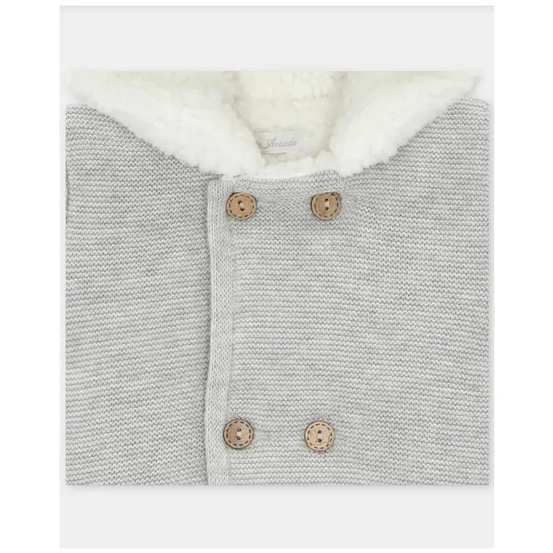 Martin Aranda - Baby Sweater Knit Lined Pramsuit With Removable Feet Glace, Light Pink - Image 3