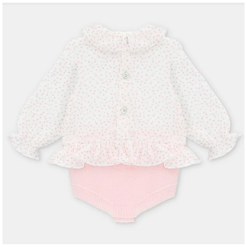 Martin Aranda - Draylon Knit & Woven Short Romper Preston, Light Pink & White - Image 2