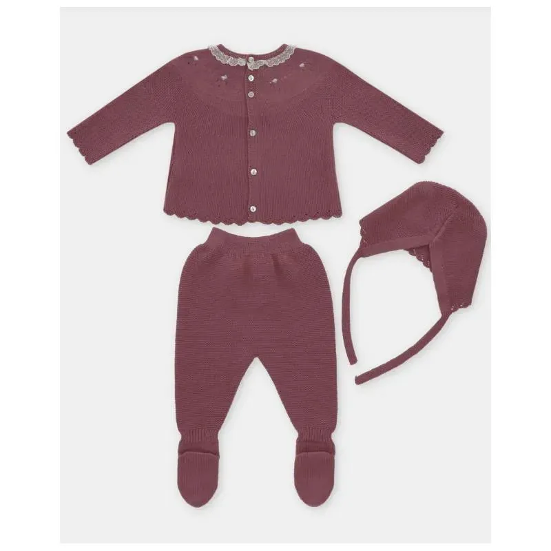 Martin Aranda - Take Me Home Set Sweater, Leggings & Bonnet Plum, Light Pink - Image 2
