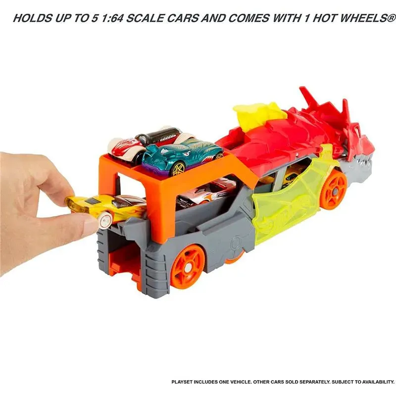 Mattel - Hot Wheels Toy Car Track Set City Dragon Launch Transporter - Image 2