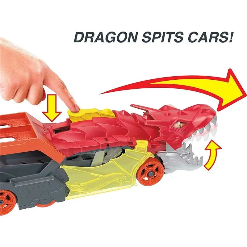 Mattel - Hot Wheels Toy Car Track Set City Dragon Launch Transporter - Image 3