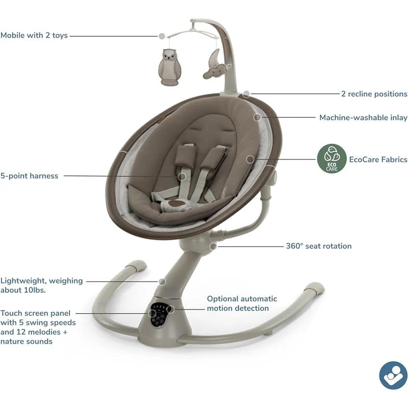 Maxi-Cosi - Cassia Smart Baby Swing for Infants, Truffle - Image 5