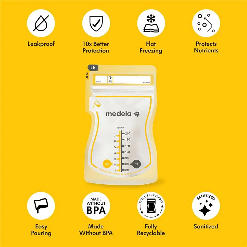Medela - Easy Pour Breastmilk Storage Bags 100 Count 7oz/210ml Disposable, Leakproof, Fast Freeze - Image 3