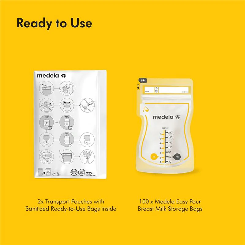 Medela - Easy Pour Breastmilk Storage Bags 100 Count 7oz/210ml Disposable, Leakproof, Fast Freeze - Image 9
