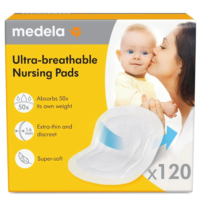 Medela - Ultra-Breathable Nursing Pads, Highly Absorbent, Super Soft, Discreet Design For Comfortable Wear, Pack Of 60