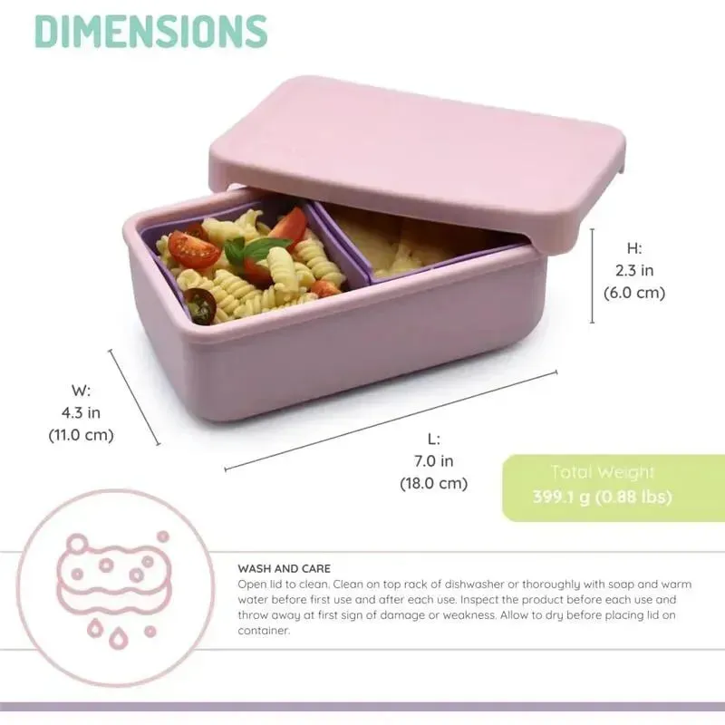 Melii - 100% Silicone Bento Box with Removable Dividers, 2 Compartments, Pink Purple - Image 2