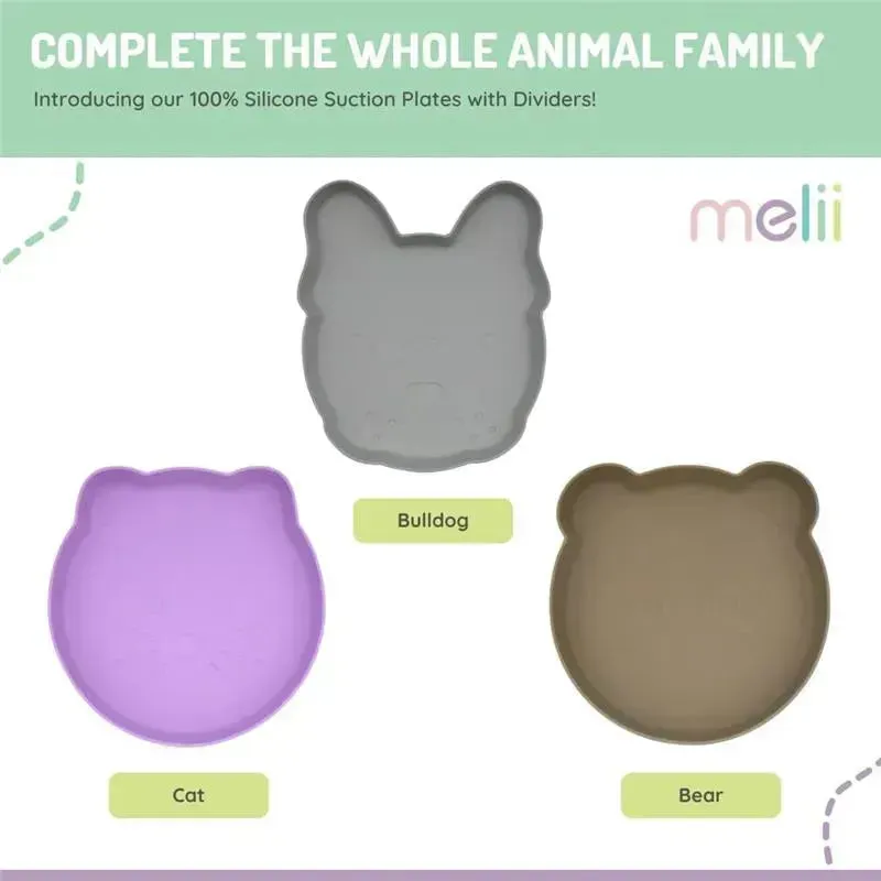 Melii - 100% Silicone Divided Suction Plate with Removable Dividers, Bear - Image 3