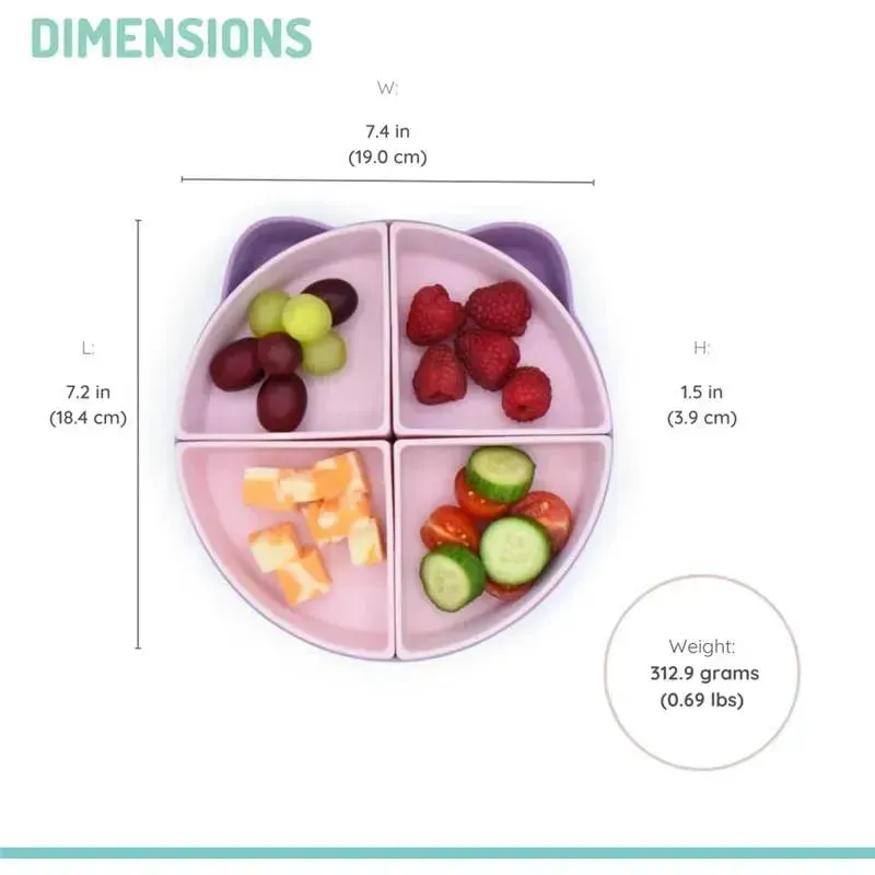 Melii - 100% Silicone Divided Suction Plate with Removable Dividers, Cat - Image 3