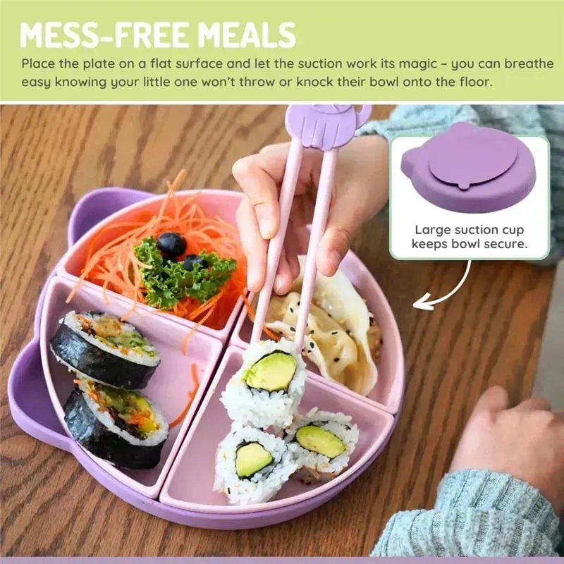 Melii - 100% Silicone Divided Suction Plate with Removable Dividers, Cat - Image 5