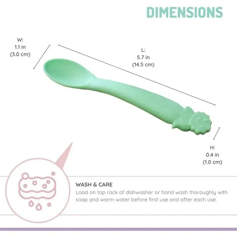 Melii - 100% Silicone Spoons, Baby and Toddler Feeding, BPA Free, 4 Piece Set, Dog, Cat, Unicorn, & Dino - Image 3