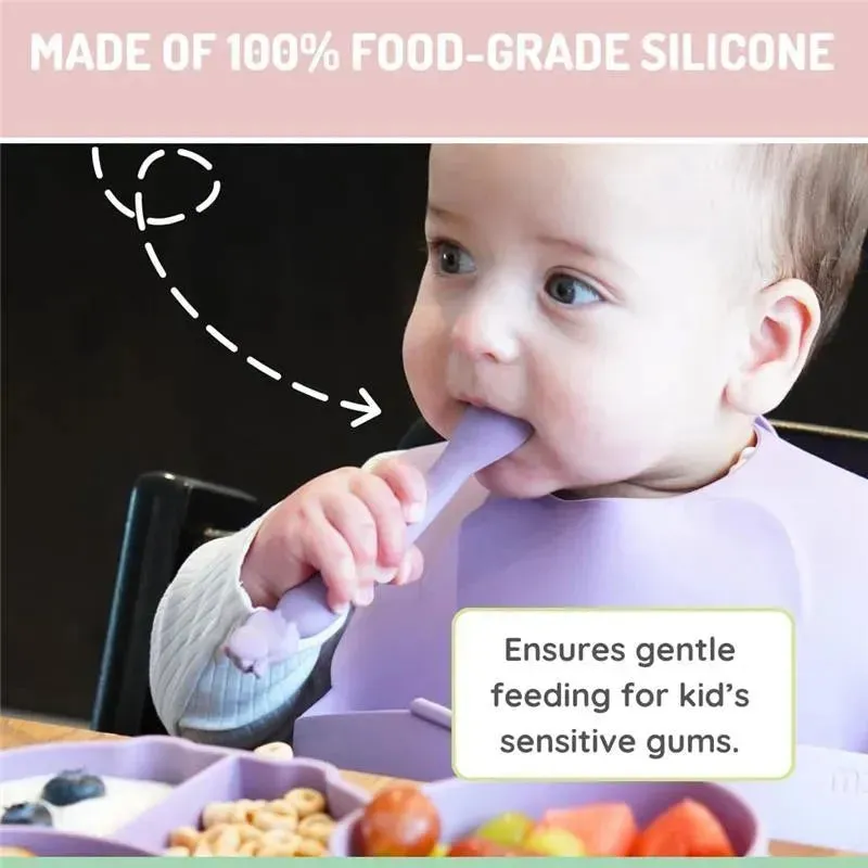Melii - 100% Silicone Spoons, Baby and Toddler Feeding, BPA Free, 4 Piece Set, Dog, Cat, Unicorn, & Dino - Image 5