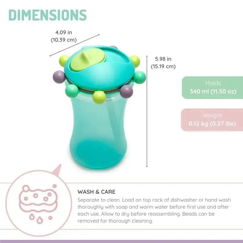Melii - 2Pk Abacus Straw Sippy Cup, Mint/Pink - Image 2