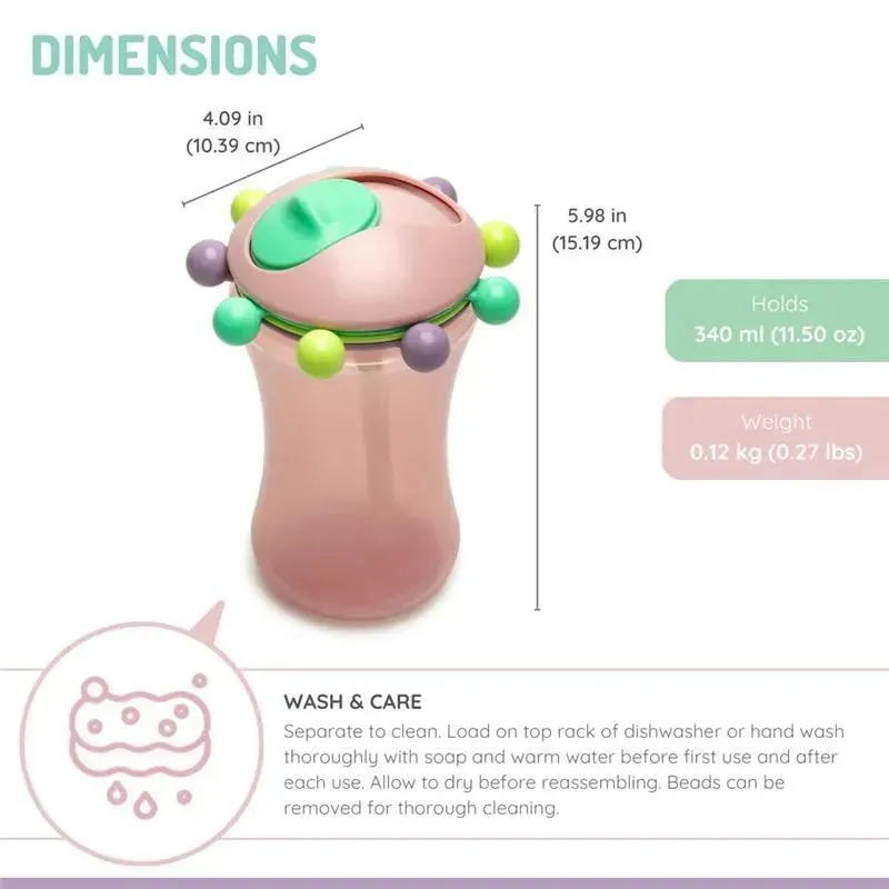 Melii - 2Pk Abacus Straw Sippy Cup, Mint/Pink - Image 3