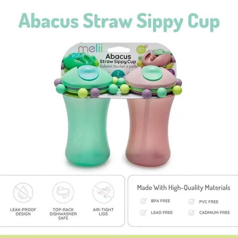 Melii - 2Pk Abacus Straw Sippy Cup, Mint/Pink - Image 5