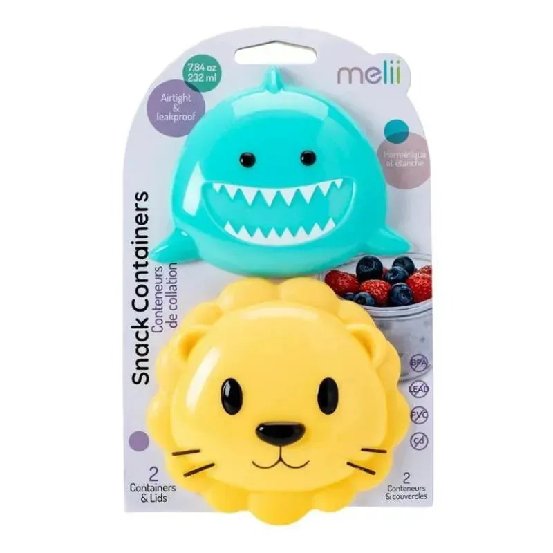 Melii - 2Pk Shark & Lion Snack Container