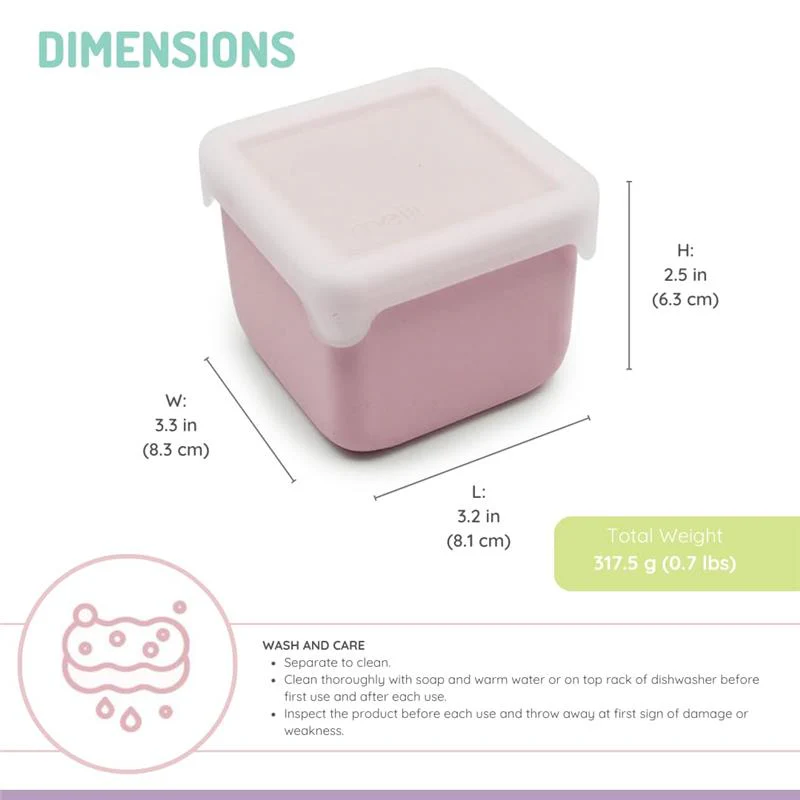 Melii - 2Pk Silicone Snack Container, 236ml/8oz per Container, Pink & Purple - Image 3