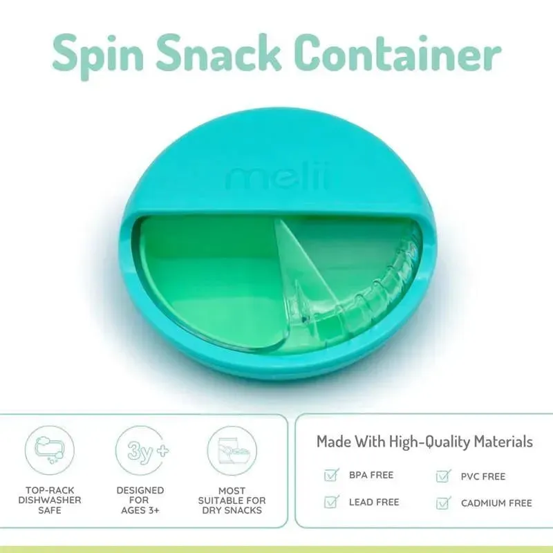 Melii - 3 Compartments Spin Snack Container, Blue - Image 2