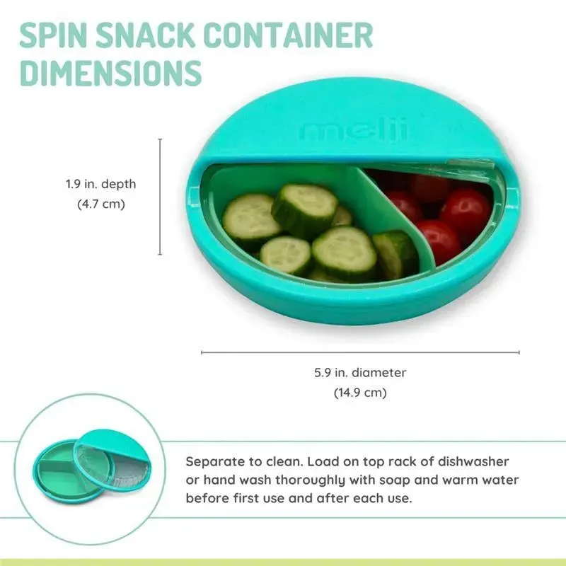 Melii - 3 Compartments Spin Snack Container, Blue - Image 3