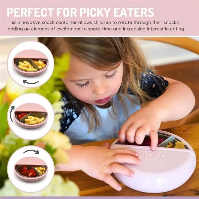 Melii - 3 Compartments Spin Snack Container, Pink - Image 3