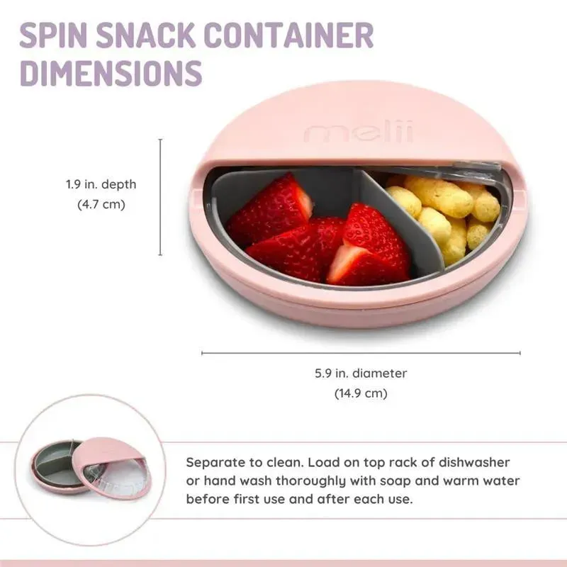 Melii - 3 Compartments Spin Snack Container, Pink - Image 4