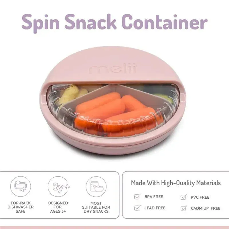 Melii - 3 Compartments Spin Snack Container, Pink - Image 5