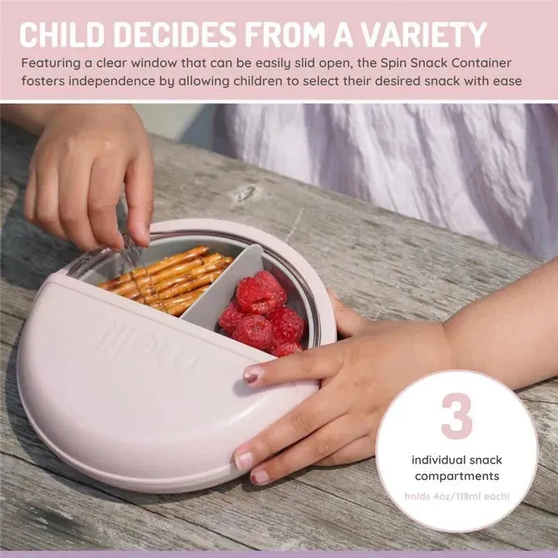 Melii - 3 Compartments Spin Snack Container, Pink - Image 6
