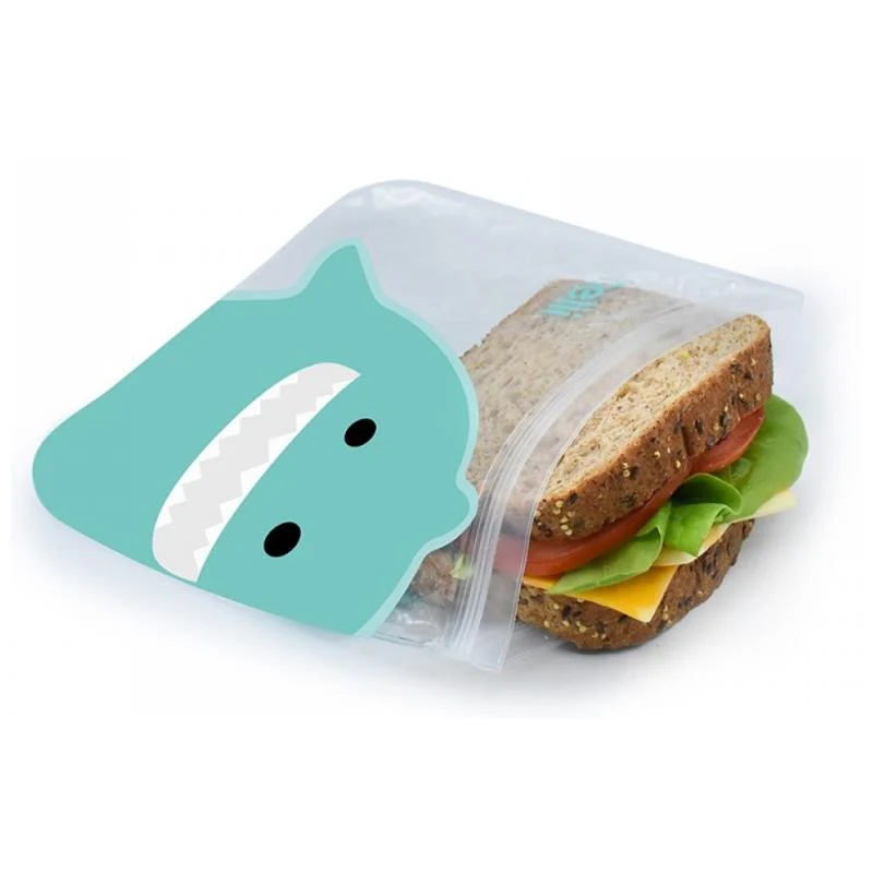 Melii 4Pk Reusable Eva Animal Snack Bags, 2 Bulldog & 2 Shark - Image 4
